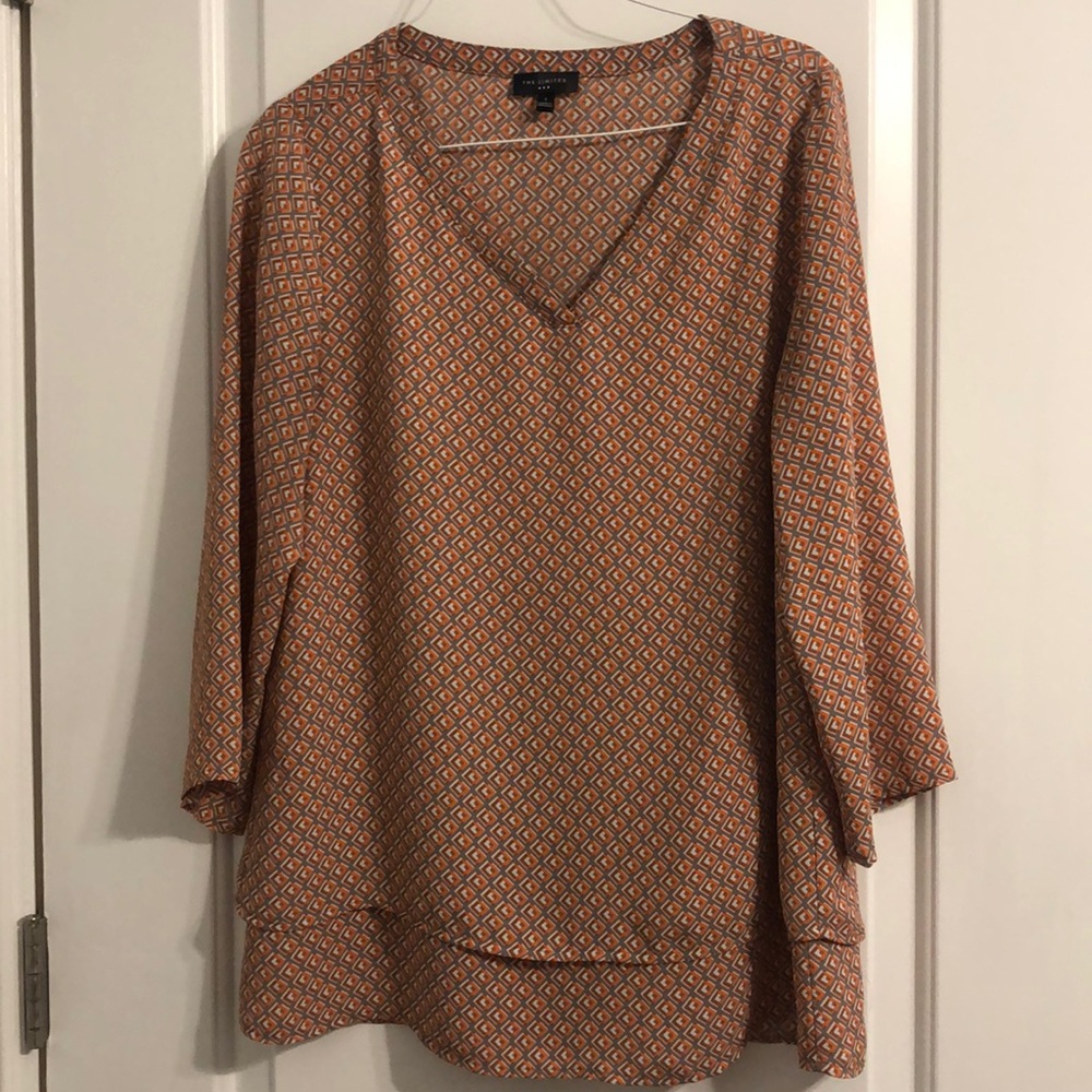 The Limited orange and grey 3/4 sleeve top